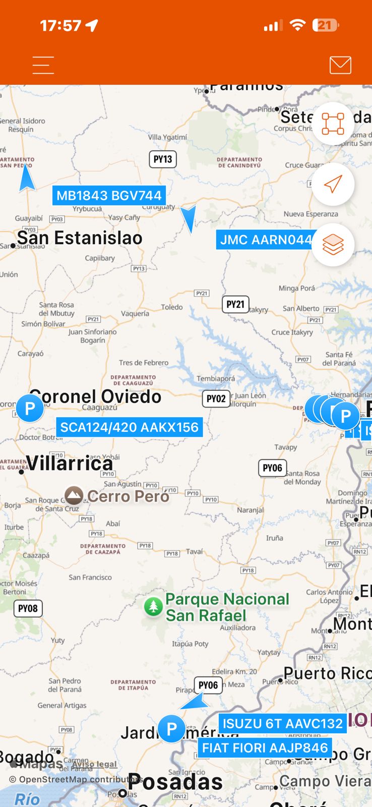 Rastreo GPS de la flota Ñemity